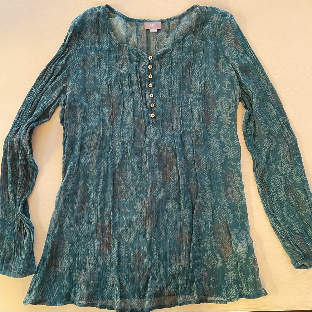 J. Jill Teal Button-Front Top